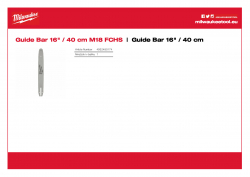 MILWAUKEE Guide Bar 16" / 40 cm Vodící lišta 16″ / 40 cm 4932480174 A4 PDF
