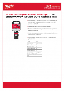 MILWAUKEE 1/2" impact sockets - std II  4932480308 A4 PDF