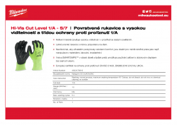 MILWAUKEE Hi-Vis Cut Level 1/A Gloves Povrstvené rukavice s vysokou viditelností a třídou ochrany proti proříznutí 1/A - 7/S - 1 ks 4932479916 A4 PDF