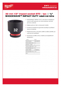 MILWAUKEE 1/2" impact sockets - std II  4932480325 A4 PDF