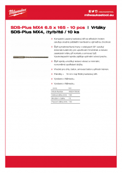 MILWAUKEE SDS-Plus MX4 - 4 Cut / 10 pack  4932479556 A4 PDF