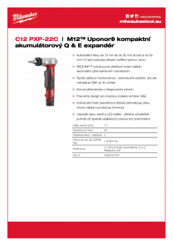 MILWAUKEE C12 PXP M12™ kompaktný akumulátorový Q & E expandér 4933427247 A4 PDF