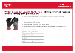 MILWAUKEE Winter Level 5 Gloves Zimní povrstvené rukavice s třídou ochrany proti proříznutí 5/E -10/XL - 1 ks 4932479560 A4 PDF