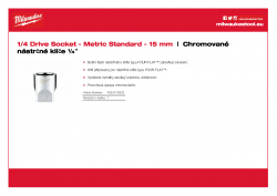 MILWAUKEE 1/4 Drive Sockets Nástrčný klíč ¼″ - 15 mm 4932478323 A4 PDF