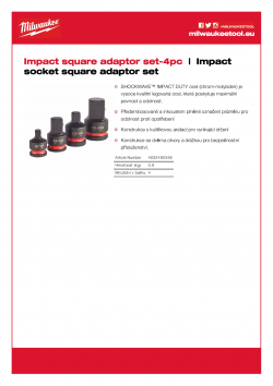 MILWAUKEE Impact socket square adaptor set ½" SHOCKWAVE™ IMPACT DUTY set adaptérů 4 ks 4932480356 A4 PDF