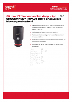 MILWAUKEE 1/2" impact sockets - deep II  4932480347 A4 PDF