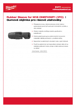 MILWAUKEE Rubber Sleeves for Impact Wrenches Gumová objímka pro M18 ONEFHIWF1 4932479975 A4 PDF