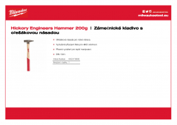 MILWAUKEE Engineers Hammer Zámečnické kladivo s ořešákovou násadou 200 g 4932478666 A4 PDF