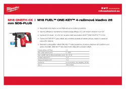 MILWAUKEE M18 ONEFH M18 FUEL™ ONE-KEY™ 4-režimové kladivo 26 mm SDS-PLUS 4933478886 A4 PDF