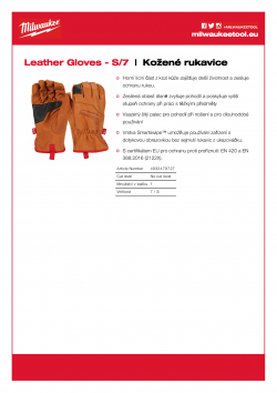 MILWAUKEE Leather Gloves Kožené rukavice - 7/S - 1 ks 4932479727 A4 PDF