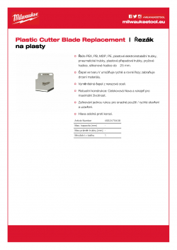 MILWAUKEE Plastic Cutter Řezák na plasty náhradní čepel 4932479408 A4 PDF