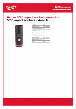 MILWAUKEE 3/8" impact sockets - deep II  4932480290 A4 PDF