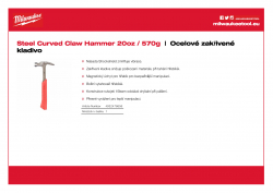 MILWAUKEE Steel Curved Claw Hammer Ocelové zakřivené kladivo 20oz / 570g 4932478656 A4 PDF