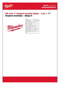 MILWAUKEE 1" impact sockets - deep II  4932480431 A4 PDF