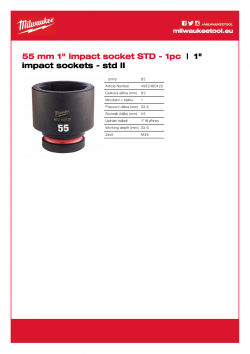 MILWAUKEE 1" impact sockets - std II  4932480420 A4 PDF