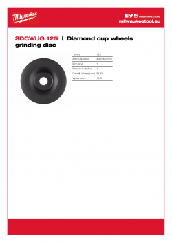 MILWAUKEE Diamond cup wheels grinding disc  4932480219 A4 PDF