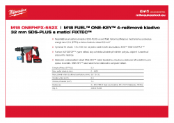 MILWAUKEE M18 ONEFHPX M18 FUEL™ ONE-KEY™ 4-režimové kladivo 32 mm SDS-PLUS s maticí FIXTEC™ 4933478496 A4 PDF