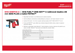 MILWAUKEE M18 ONEFHX M18 FUEL™ ONE-KEY™ 4-režimové kladivo 26 mm SDS-PLUS s maticí FIXTEC™ 4933478502 A4 PDF