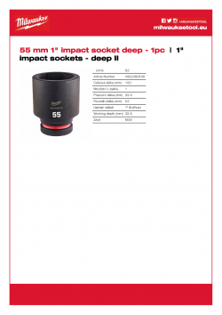 MILWAUKEE 1" impact sockets - deep II  4932480436 A4 PDF