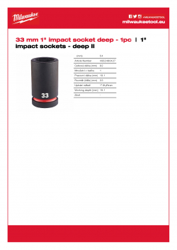 MILWAUKEE 1" impact sockets - deep II  4932480427 A4 PDF