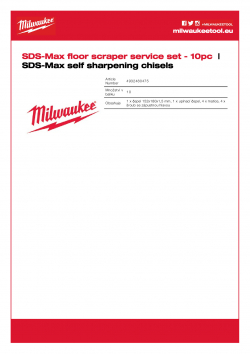 MILWAUKEE SDS-Max self sharpening chisels SDS-Max sada nástrojů na škrábání podlah 10 ks 4932480475 A4 PDF