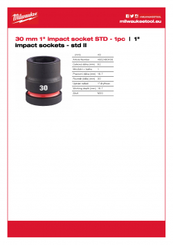 MILWAUKEE 1" impact sockets - std II  4932480409 A4 PDF
