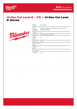 MILWAUKEE Hi-Dex Cut Level B Gloves  4932480491 A4 PDF