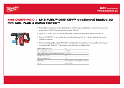 MILWAUKEE M18 ONEFHPX M18 FUEL™ ONE-KEY™ 4-režimové kladivo 32 mm SDS-PLUS s maticí FIXTEC™ 4933478885 A4 PDF