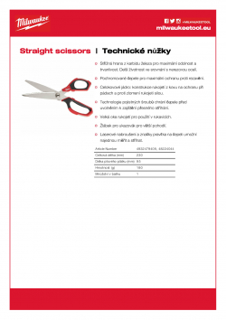 MILWAUKEE Jobsite scissors Rovné nůžky 4932479409 A4 PDF