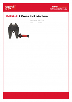MILWAUKEE Press tool adaptors Je vyžadován prstencový adaptér RJAXL-2 4932479452 A4 PDF