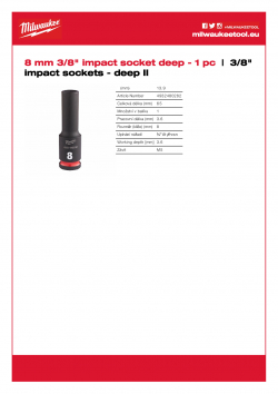MILWAUKEE 3/8" impact sockets - deep II  4932480282 A4 PDF