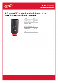 MILWAUKEE 3/8" impact sockets - deep II  4932480296 A4 PDF