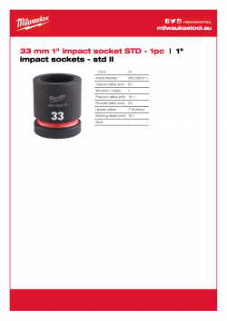 MILWAUKEE 1" impact sockets - std II  4932480411 A4 PDF
