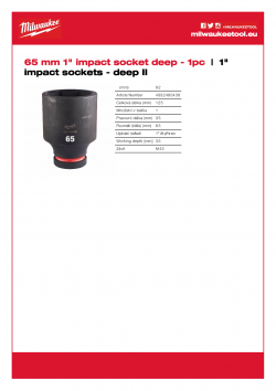 MILWAUKEE 1" impact sockets - deep II  4932480438 A4 PDF
