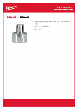 MILWAUKEE PSA-5 Náhradní pásek s nízkým třením 4932479072 A4 PDF