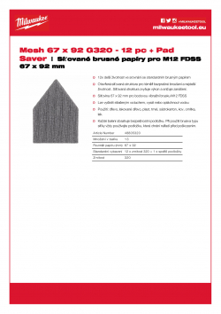 MILWAUKEE Mesh Sheets for M12 FDSS  48805320 A4 PDF