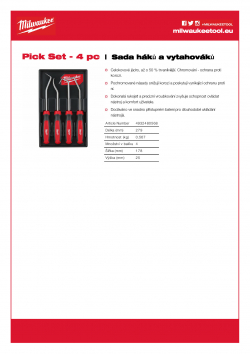 MILWAUKEE Hook & Pick Sets Sada mini páčidel - 4 ks 4932480568 A4 PDF