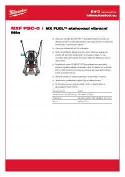 MILWAUKEE MXF PSC MX FUEL™ stahovací vibrační lišta 4933479771 A4 PDF