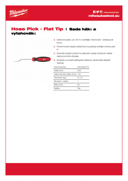MILWAUKEE Hook & Pick Sets Háčkové páčidlo - plochý hrot 4932480570 A4 PDF