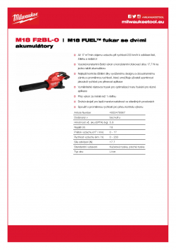 MILWAUKEE M18 F2BL M18 FUEL™ fukar se dvěmi akumulátory 4933479987 A4 PDF