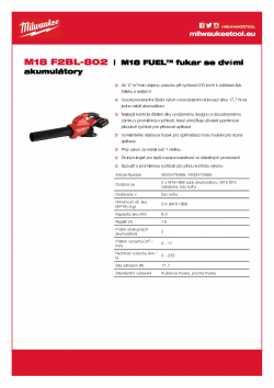 MILWAUKEE M18 F2BL M18 FUEL™ fukar se dvěmi akumulátory 4933479989 A4 PDF