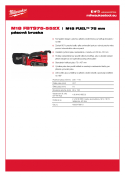 MILWAUKEE M18 FBTS75 M18 FUEL™ 75 mm pásová bruska 4933479616 A4 PDF