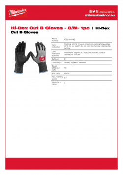 MILWAUKEE Hi-Dex Cut B Gloves  4932480492 A4 PDF