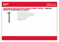 MILWAUKEE Fiberglass Claw Hammer Tesařské kladivo se sklolaminátovou násadou 20oz / 570g 4932478658 A4 PDF