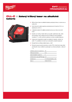 MILWAUKEE CLL Zelený křížový laser na alkalické baterie 4933478753 A4 PDF