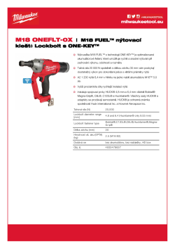 MILWAUKEE M18 ONEFLT M18 FUEL™ nýtovací kleště Lockbolt s ONE-KEY™ 4933478637 A4 PDF