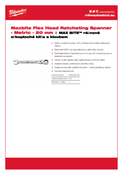 MILWAUKEE Maxbite Flex Head Ratcheting Spanner 20 mm MAX BITE™ ráčnový očkoplochý klíč s kloubem 4932480193 A4 PDF