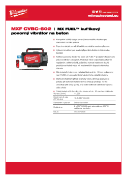 MILWAUKEE MXF CVBC MX FUEL™ kufříkový ponorný vibrátor na beton 4933479608 A4 PDF