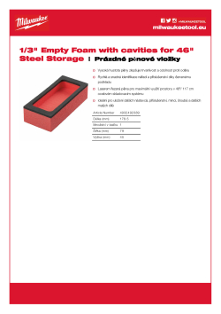 MILWAUKEE Steel Storage Foam Insert Malá pěnová vložka pro 46˝/117 cm ocelový skladovací systém 4932492389 A4 PDF
