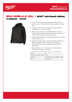 MILWAUKEE M12 HHBL4 M12™vyhřívaná mikina s kapucí - černá 4932480064 A4 PDF